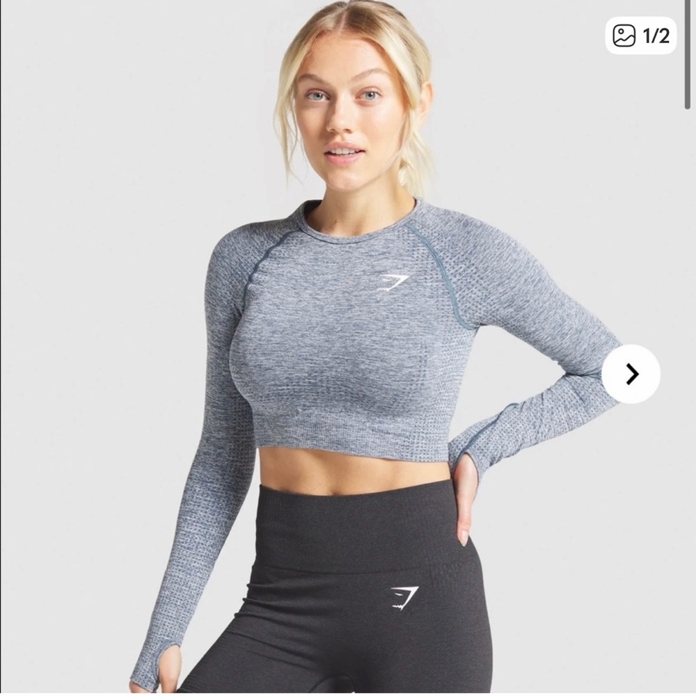 Gymshark Dark Gray Long Sleeve Crop Top
